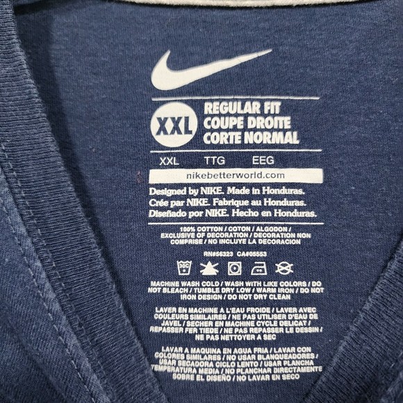 Nike TShirt Mens 2XL Blue Solid Seattle Seahawks 100% Cotton Short Sleeve Coupe - Picture 3 of 16